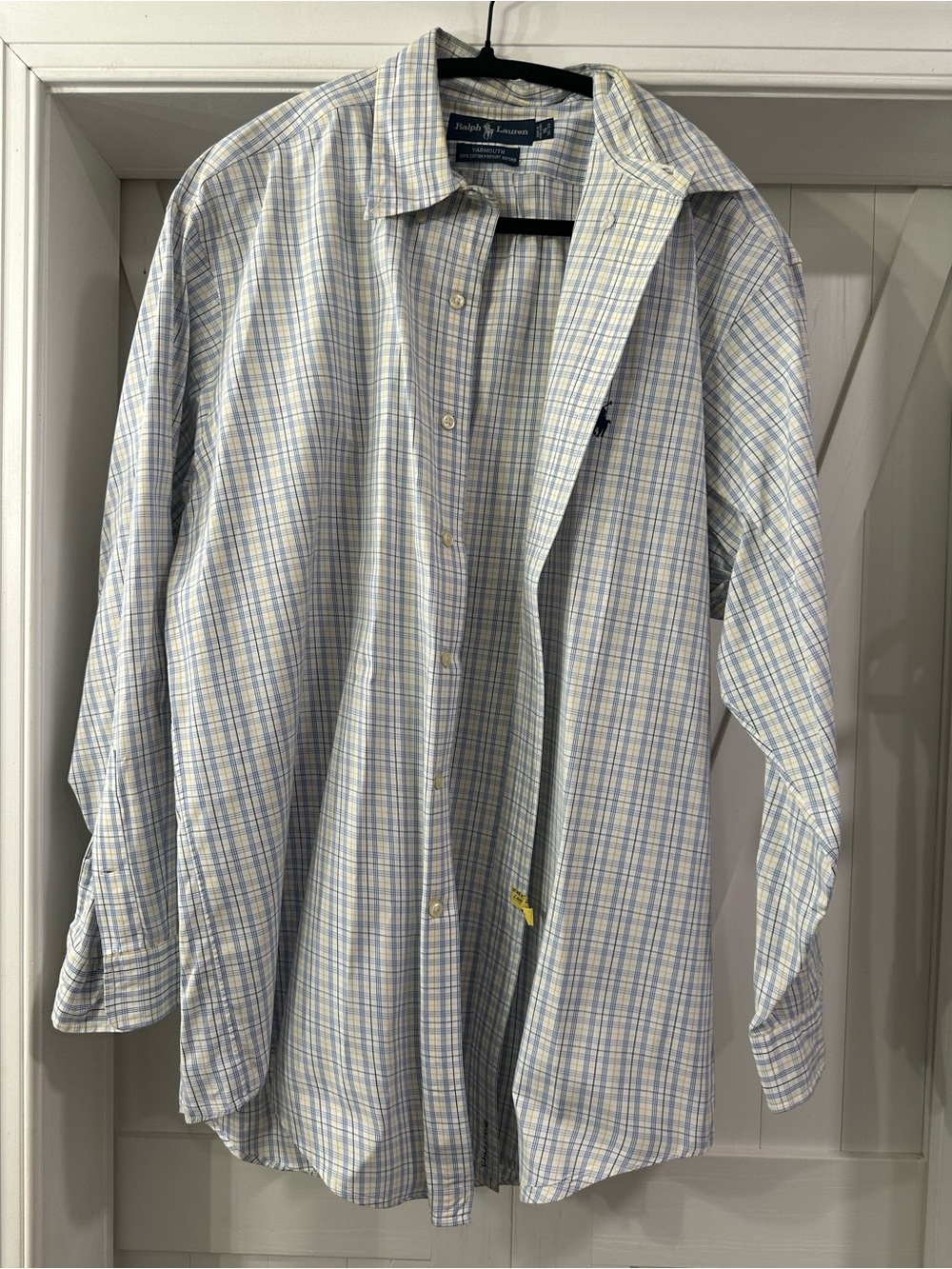 Ralph Lauren Men’s Light Blue and White Plaid Dress Shirt